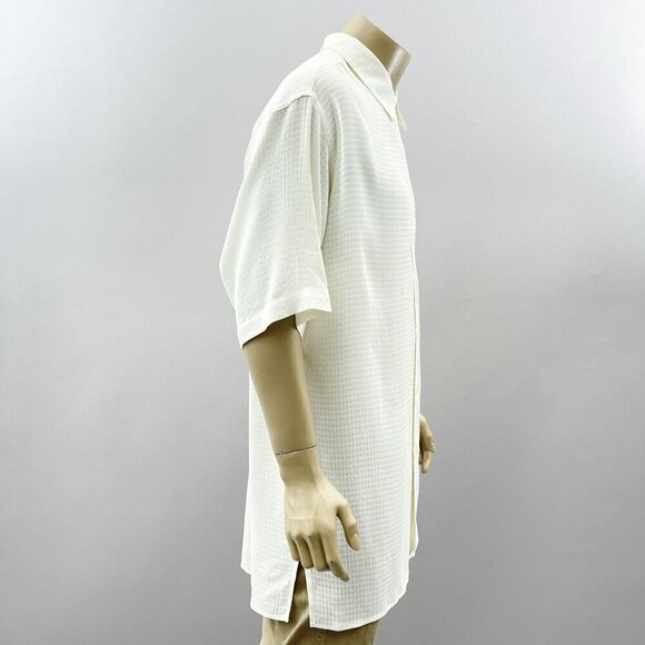 Moda Milano Boyds Mens Tall Ivory Short Sleeve Button-Up Shirt White XL Tall* - Picture 8 of 11